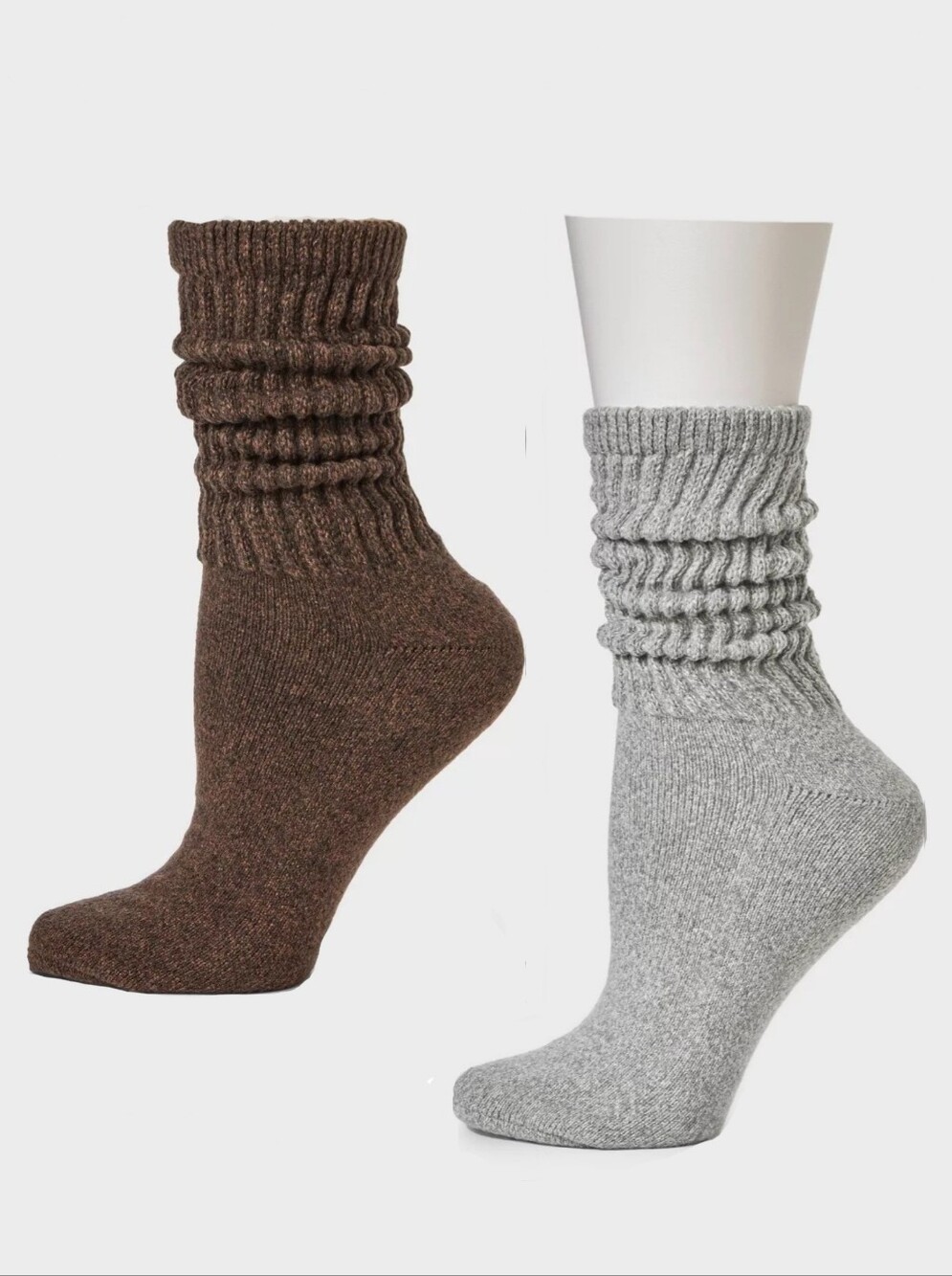 (2) Ultra Soft Ribbed Cushioned Slouch Crew Socks